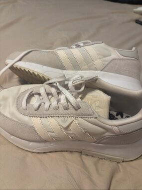 adidas Cream and Light Gray Retro Runner Sneakers